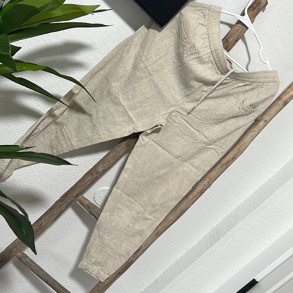 Linen blend pants, neutral size S